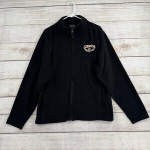 Guinness Full Zip Fleece jacket Mens XL Black Embroidered Irish Beer